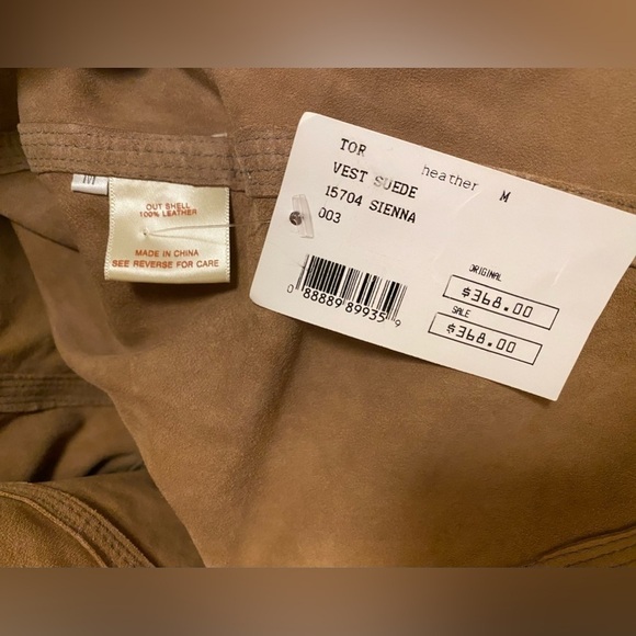 Torn by Ronny Kobo Brown Sienna Suede Leather Open Vest Size M NEW - Picture 5 of 11